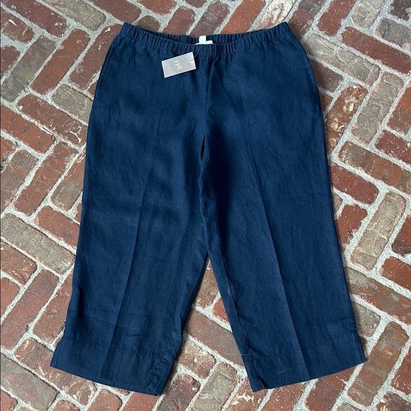 NWT J. Jill Love Linen Navy Blue Elastic waist Pull On Pants Size M - Picture 1 of 2
